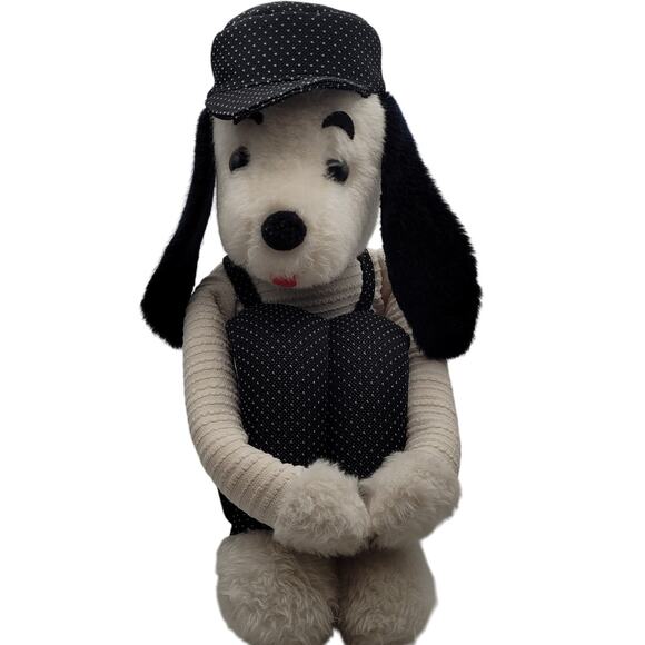 Vintage Knee Hugger Dog Plush 25" Stuffed Beagle Toy Overalls Jerry Elsner Style - Picture 3 of 11